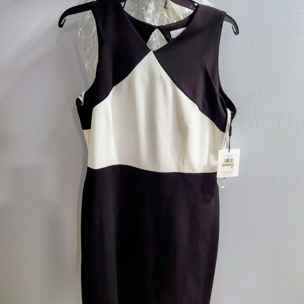 Calvin Klein Black and White Midi Dress